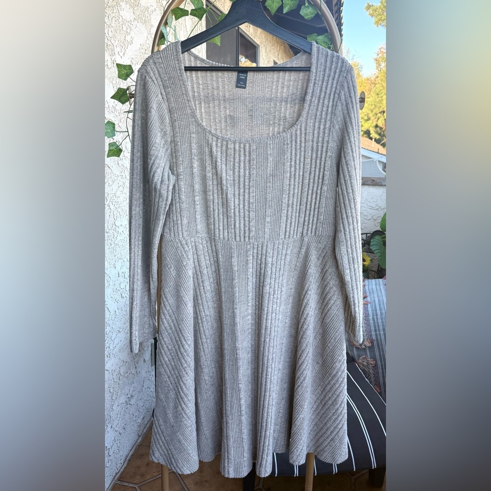 SHEIN tan Long Sleeve Ribbed Dress